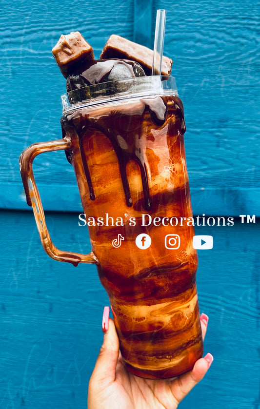 Faux Chocolate Caramel Swirl 40 oz Snow Globe Tumbler Cup