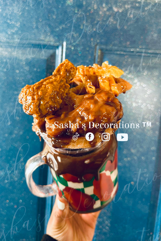 BBQ Chicken, Waffles & Fries Snow Globe Tumbler Cup