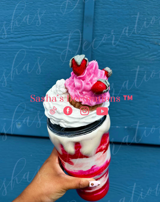 A Strawberry Cupcake Swirl PREORDER tumbler