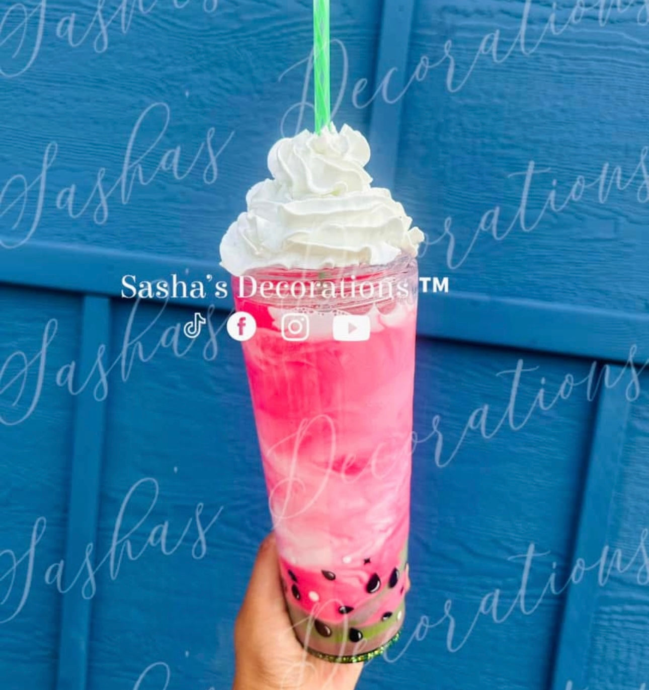 Watermelon Swirl 24 oz Snow Globe Tumbler Cup PREORDER