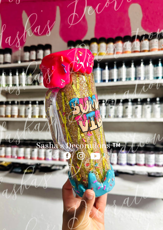 Summer Vibes Ice Cream Snow Globe Tumbler Cup