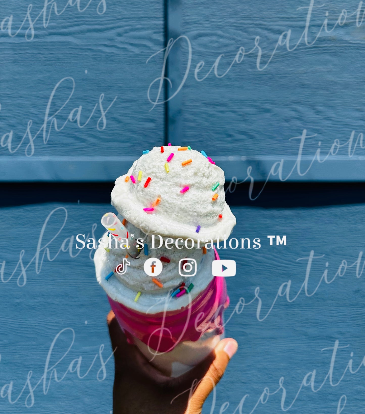 3D Ice Cream Bow w/ Sprinkles Snow Globe Tumbler Cup PREORDER