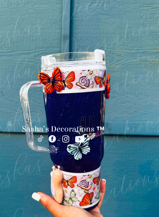 Slow Down Butterfly/ Snail 40 oz Snow Globe Tumbler Cup