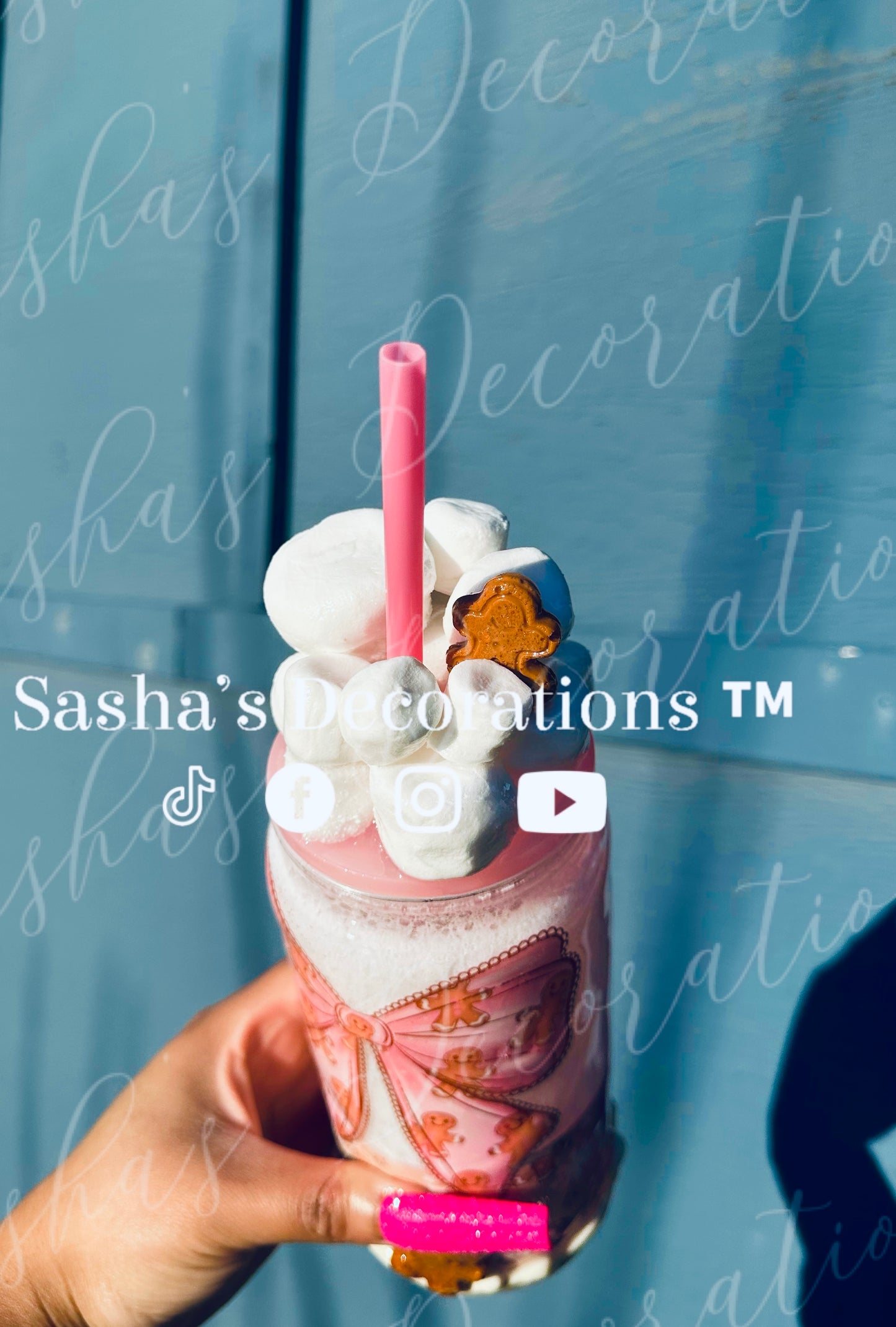 Pink Gingerbread Snow Globe Tumbler Cup