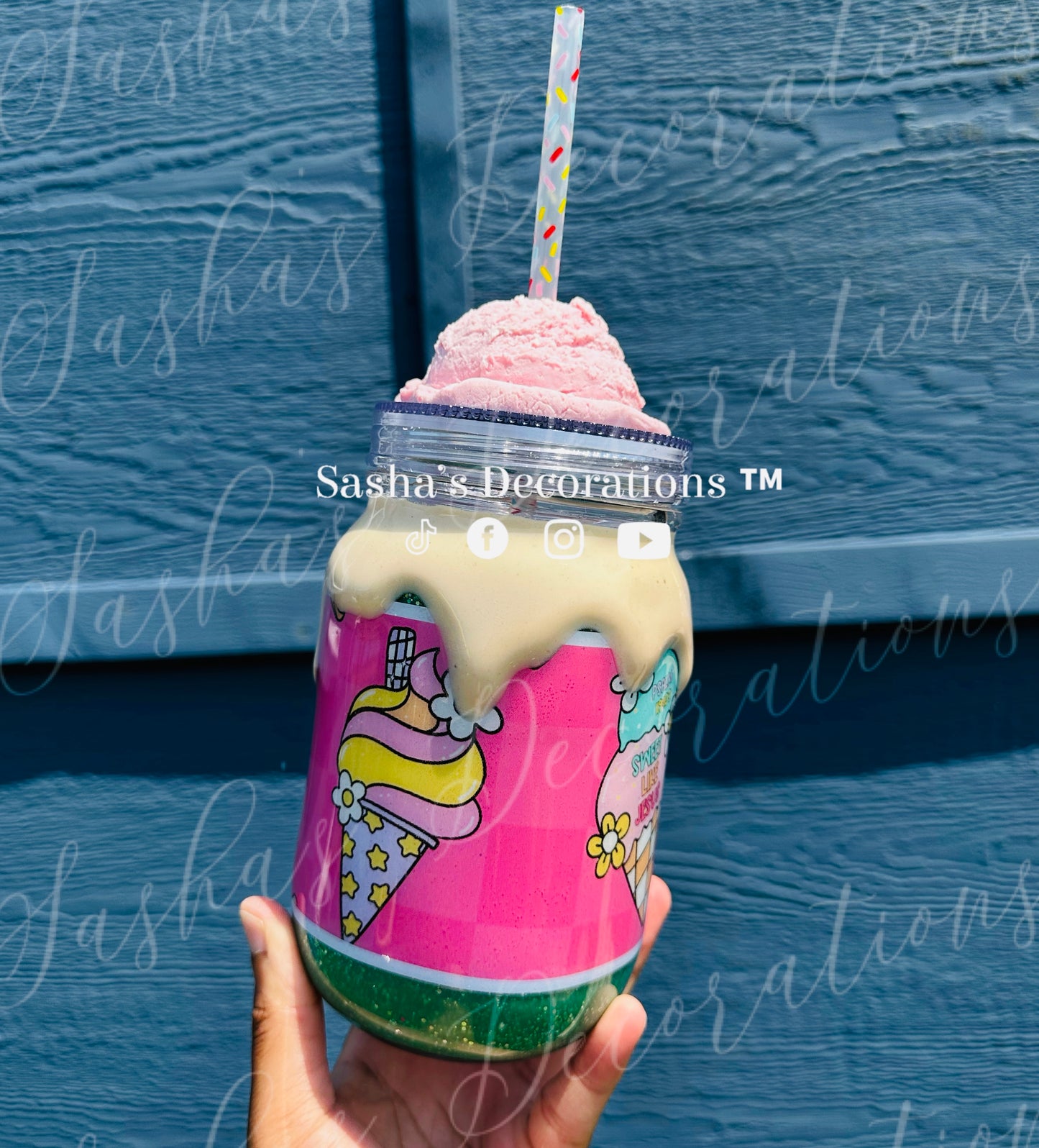 3D Sweet Like Jesus Ice Cream Mug Snow Globe Tumbler Cup