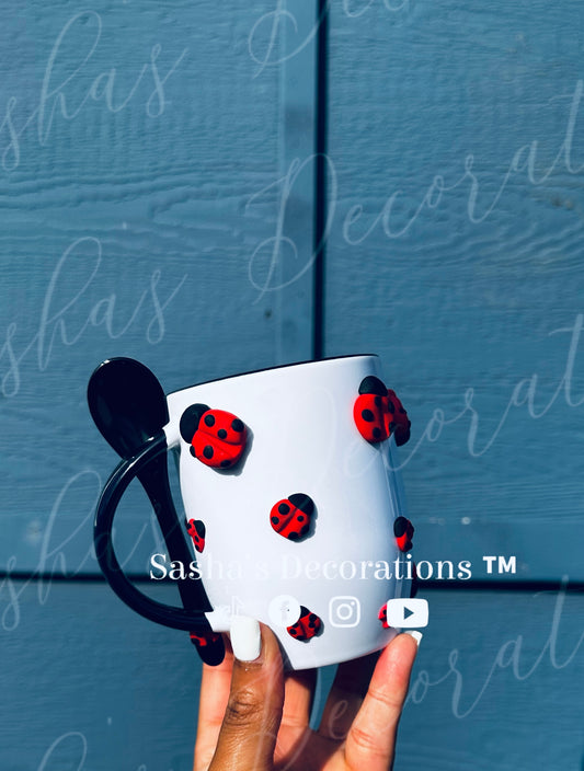 Ladybug 3D Ceramic Mug w/ Spoon