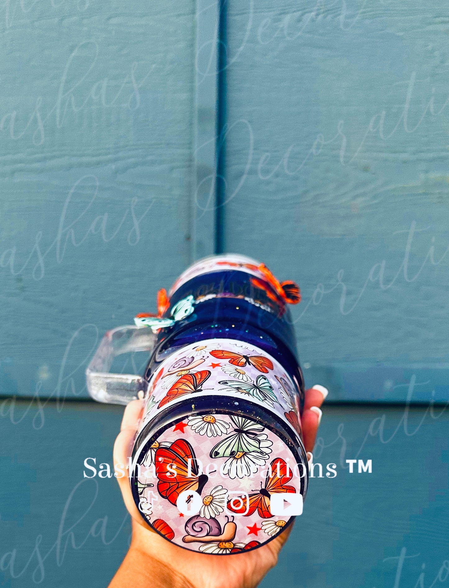 Slow Down Butterfly/ Snail 40 oz Snow Globe Tumbler Cup