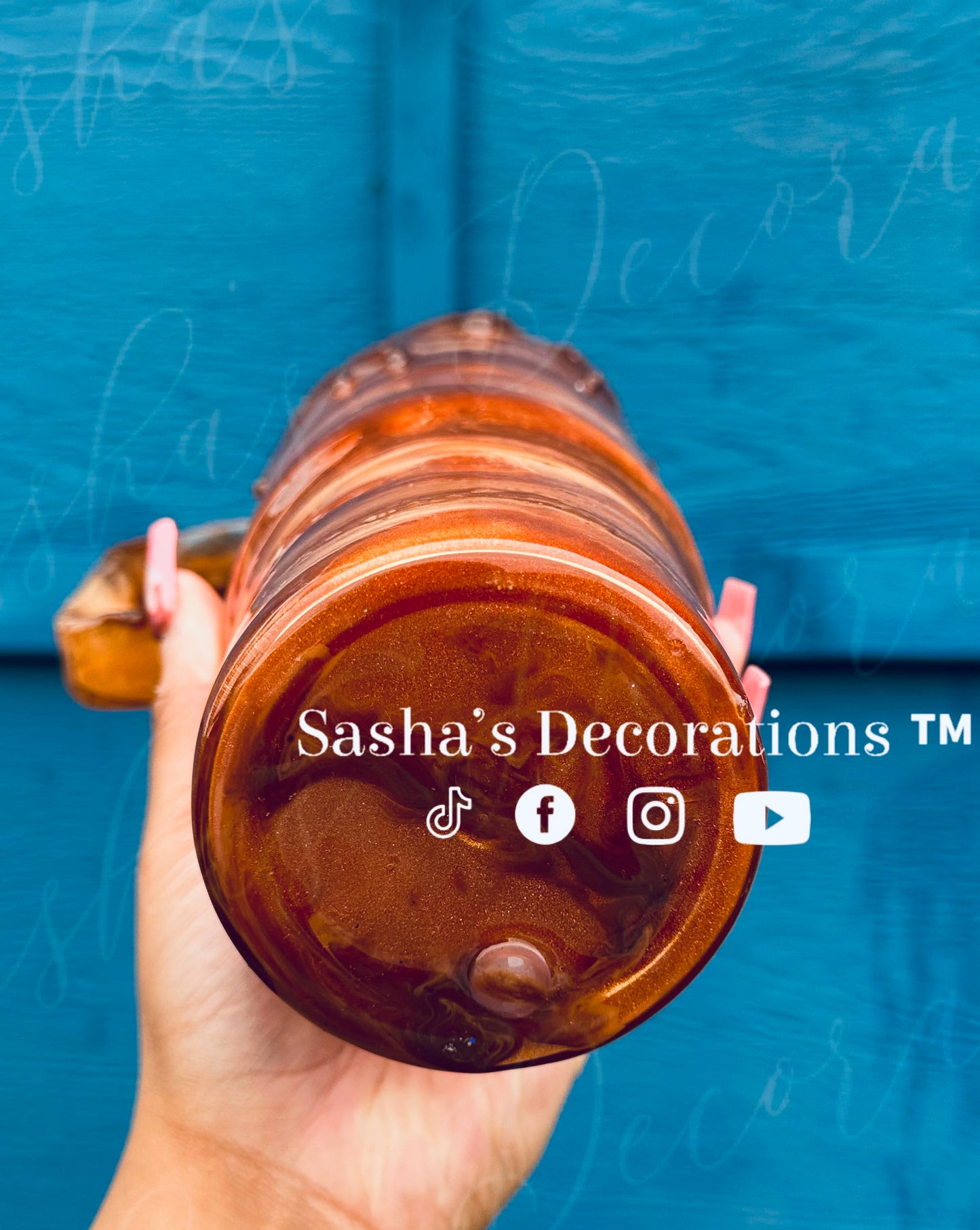 Faux Chocolate Caramel Swirl 40 oz Snow Globe Tumbler Cup