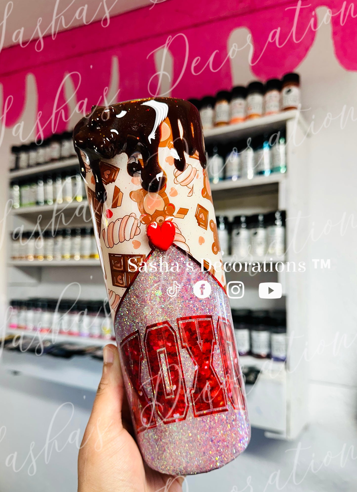 Valentine’s XOXO Chocolate Bear Tumbler Cup
