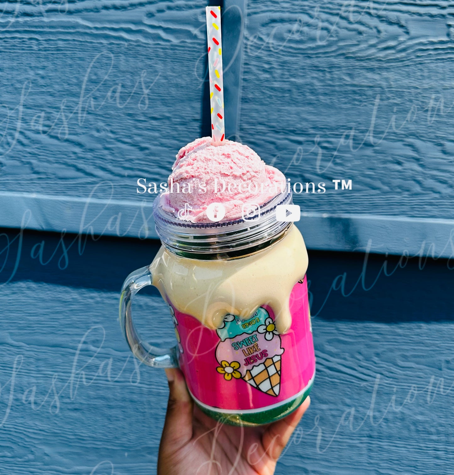 3D Sweet Like Jesus Ice Cream Mug Snow Globe Tumbler Cup