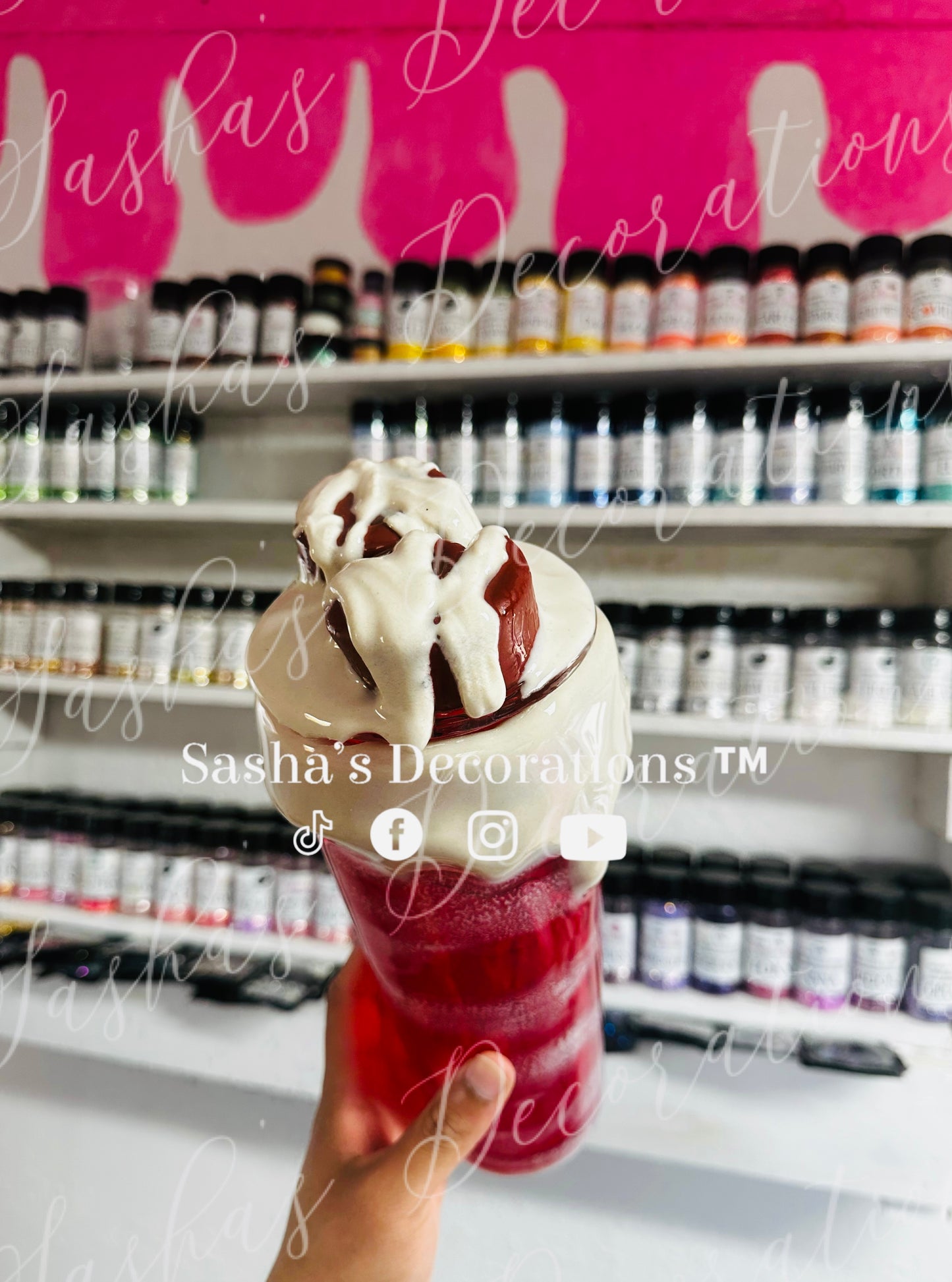 Red Velvet Cinnamon Roll Snow Globe Tumbler Cup