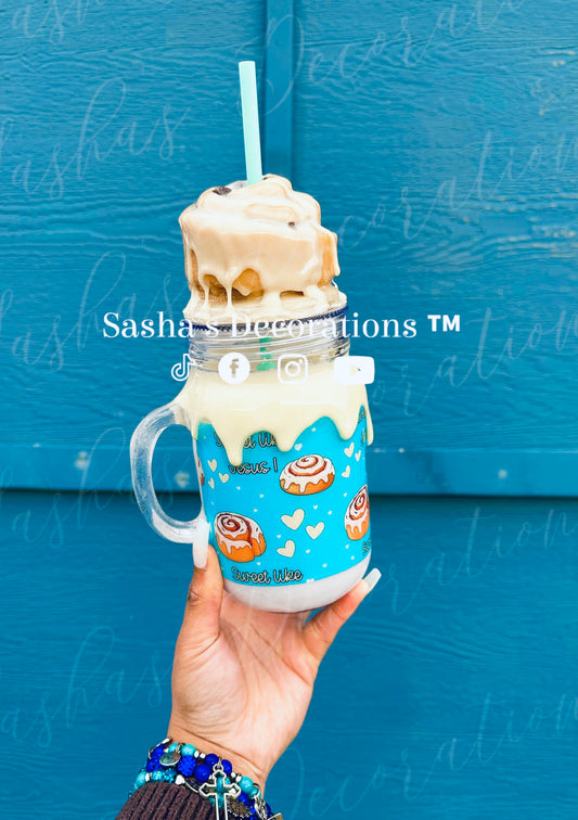 Sweet Like Jesus Cinnamon Roll Snow Globe Tumbler Cup (magnetic removable topper)