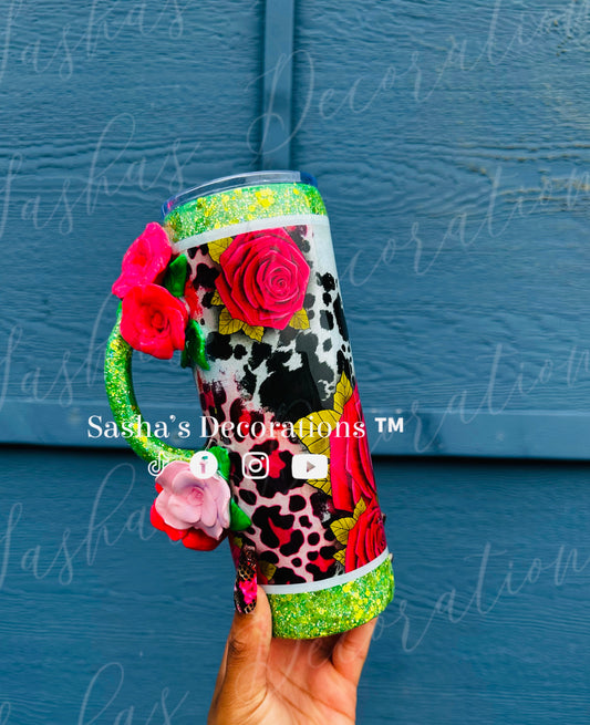 Multi- Animal 3D Floral Handle Tumbler Cup