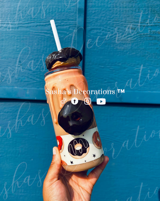 Chocolate 3D Donut Snow Globe Tumbler Cup