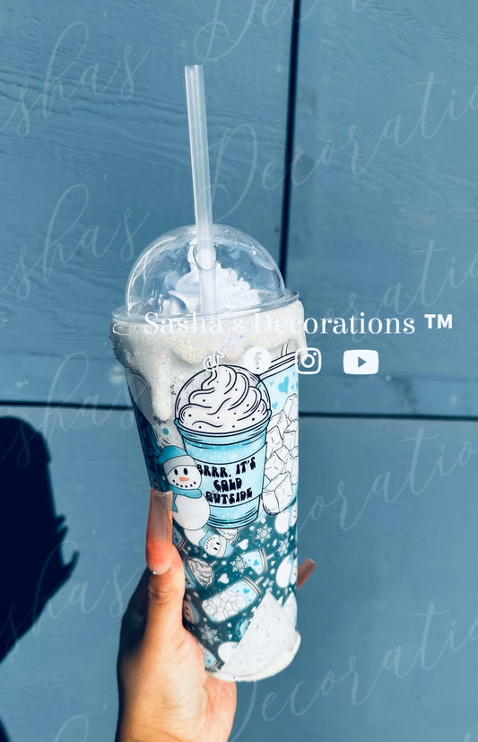 It’s Cold Outside Dome Lid Snow Globe Tumbler Cup