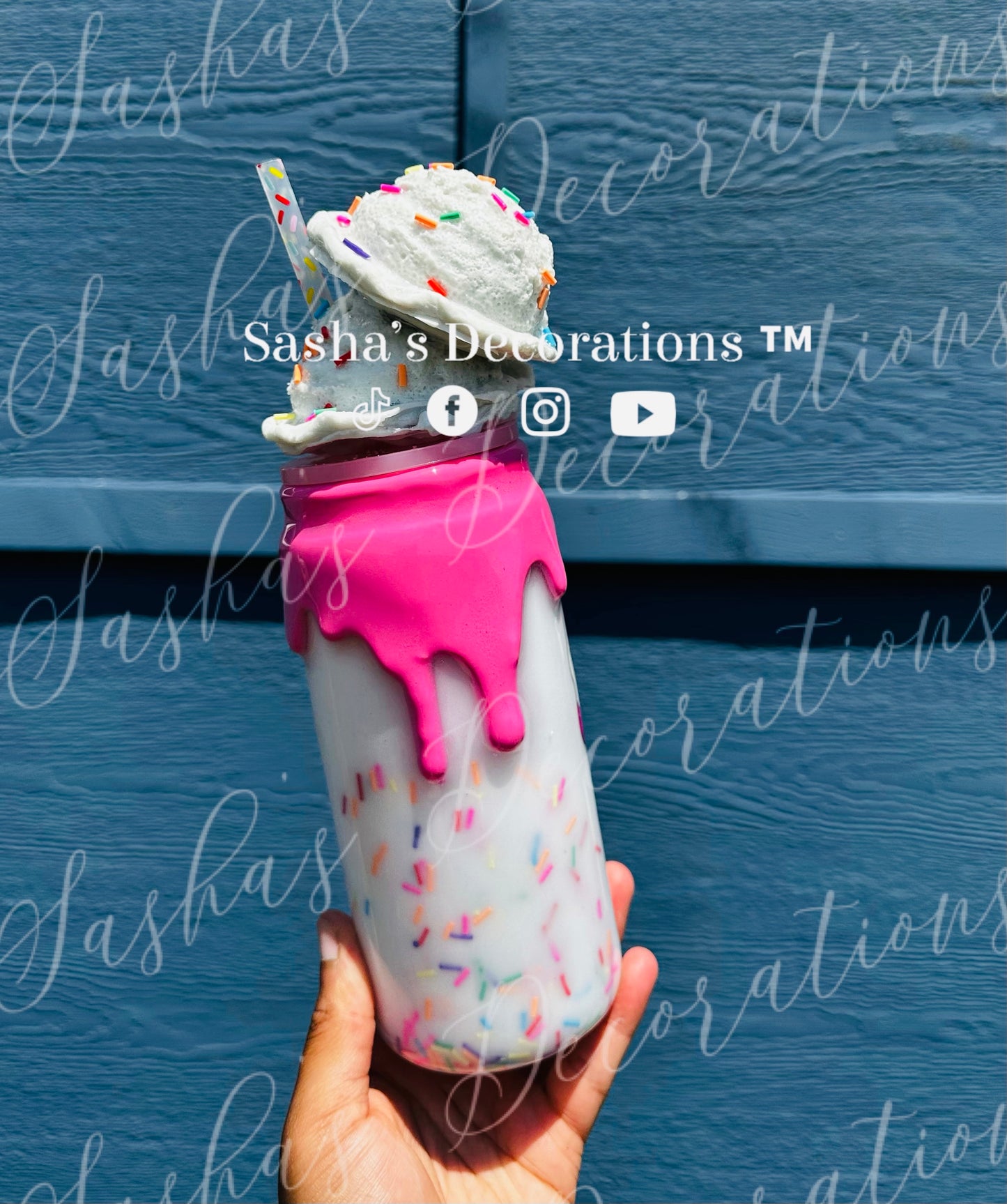 3D Ice Cream Bow w/ Sprinkles Snow Globe Tumbler Cup PREORDER