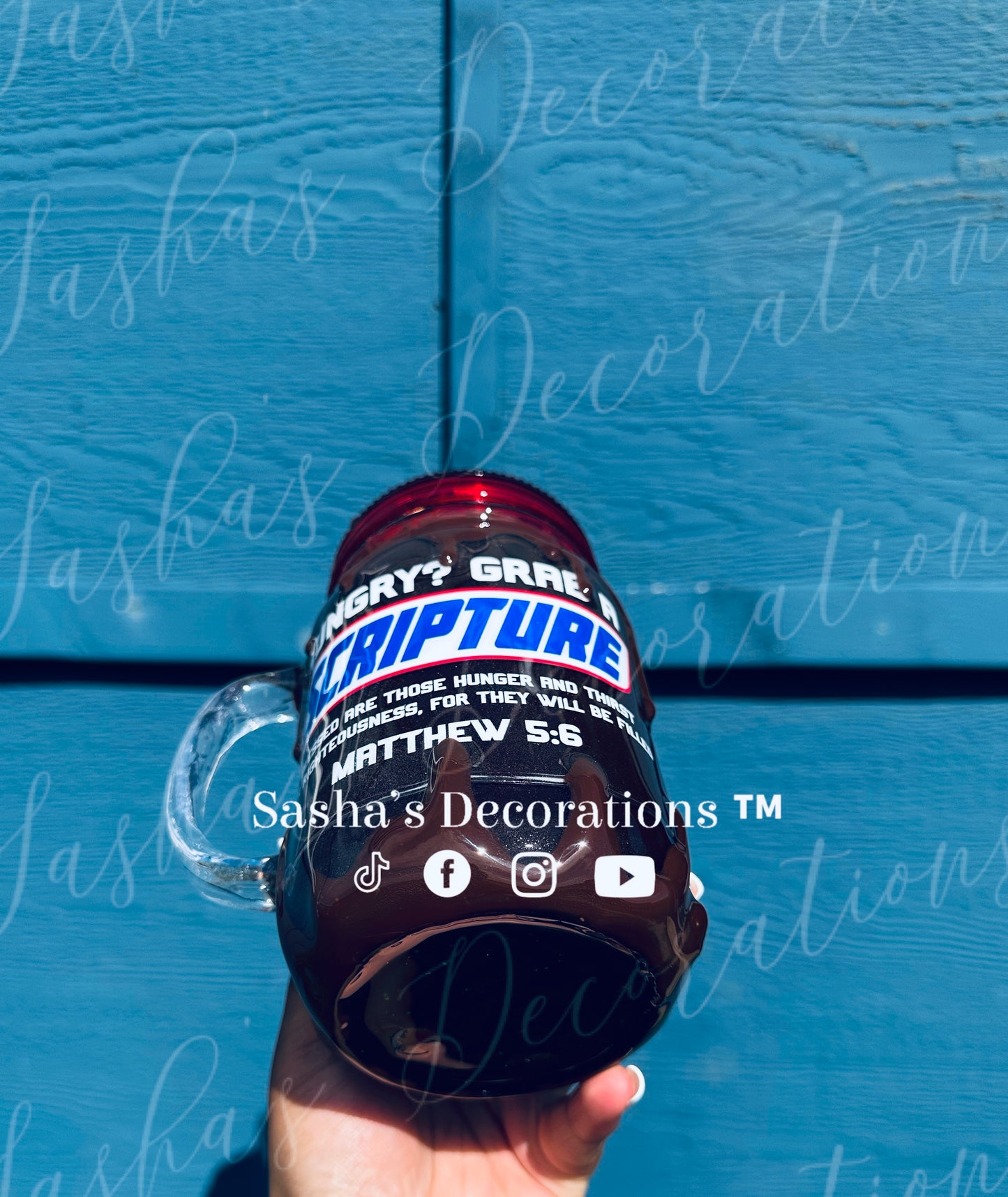 Hungry? Grab A Scripture Chocolate Snow Globe Handled Tumbler Cup