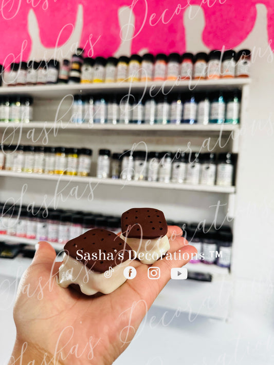 Melting Ice Cream Sandwich Clay Topper Pieces (Set of 2) PREORDER