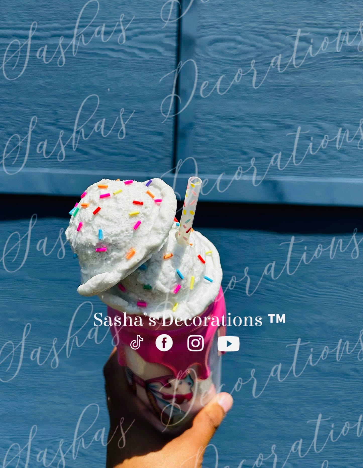 3D Ice Cream Bow w/ Sprinkles Snow Globe Tumbler Cup PREORDER