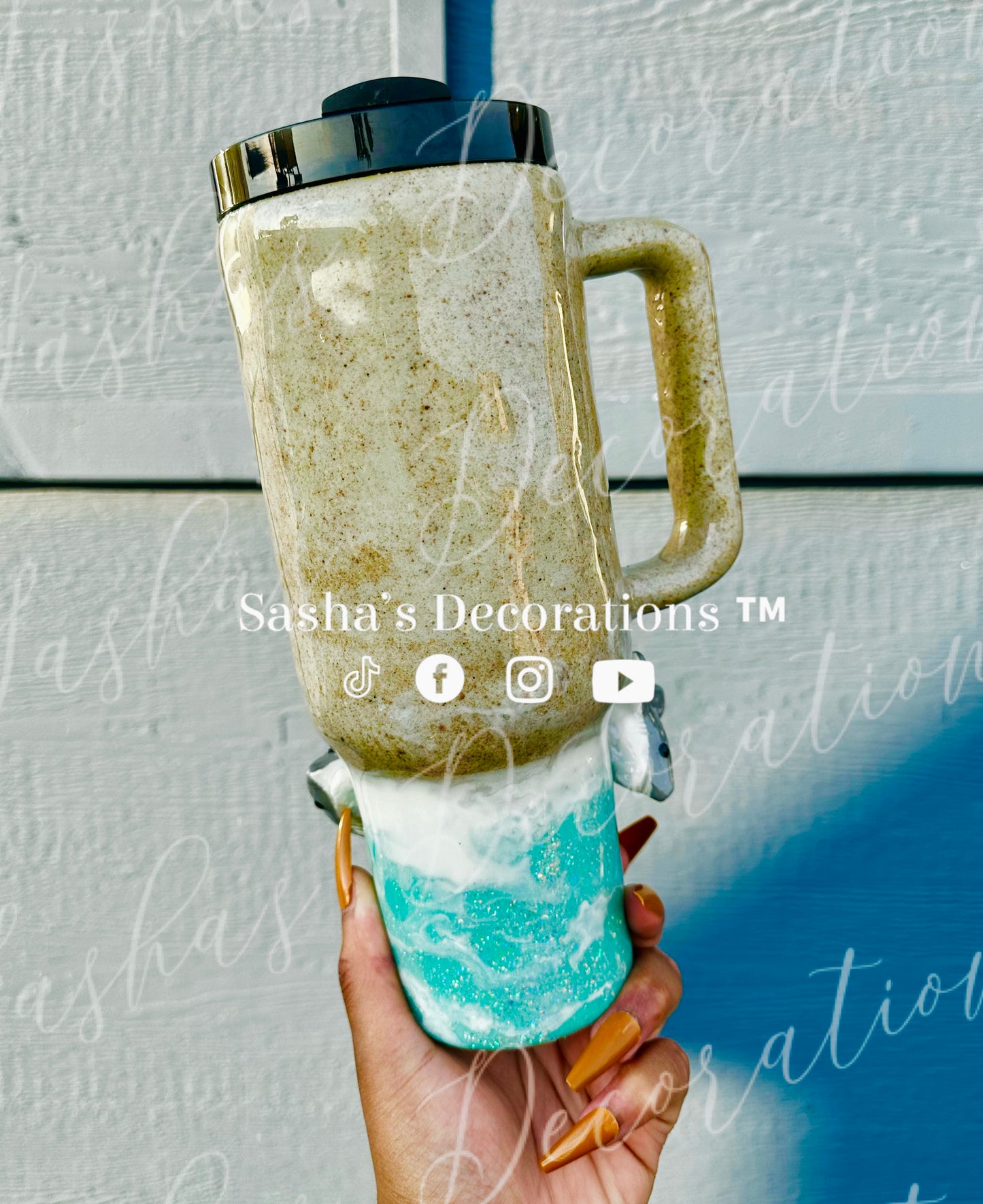 Let Your Light Shine Beach 40 oz Tumbler Cup w/ handle