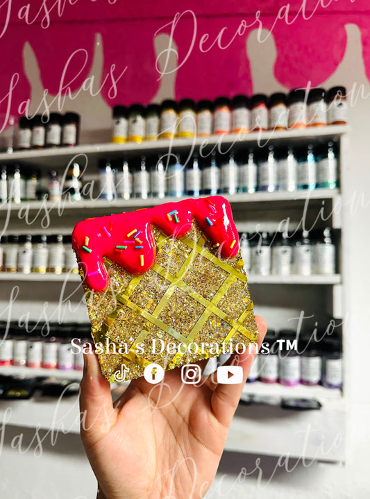 Set of Pink Ice Cream Sprinkle Drip Coasters