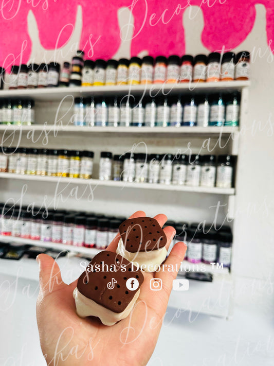 Melting Ice Cream Sandwich Clay Topper Pieces (Set of 2) PREORDER