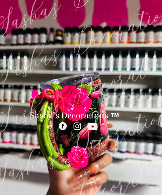 Pink Flowers Handle Mug TUTORIAL