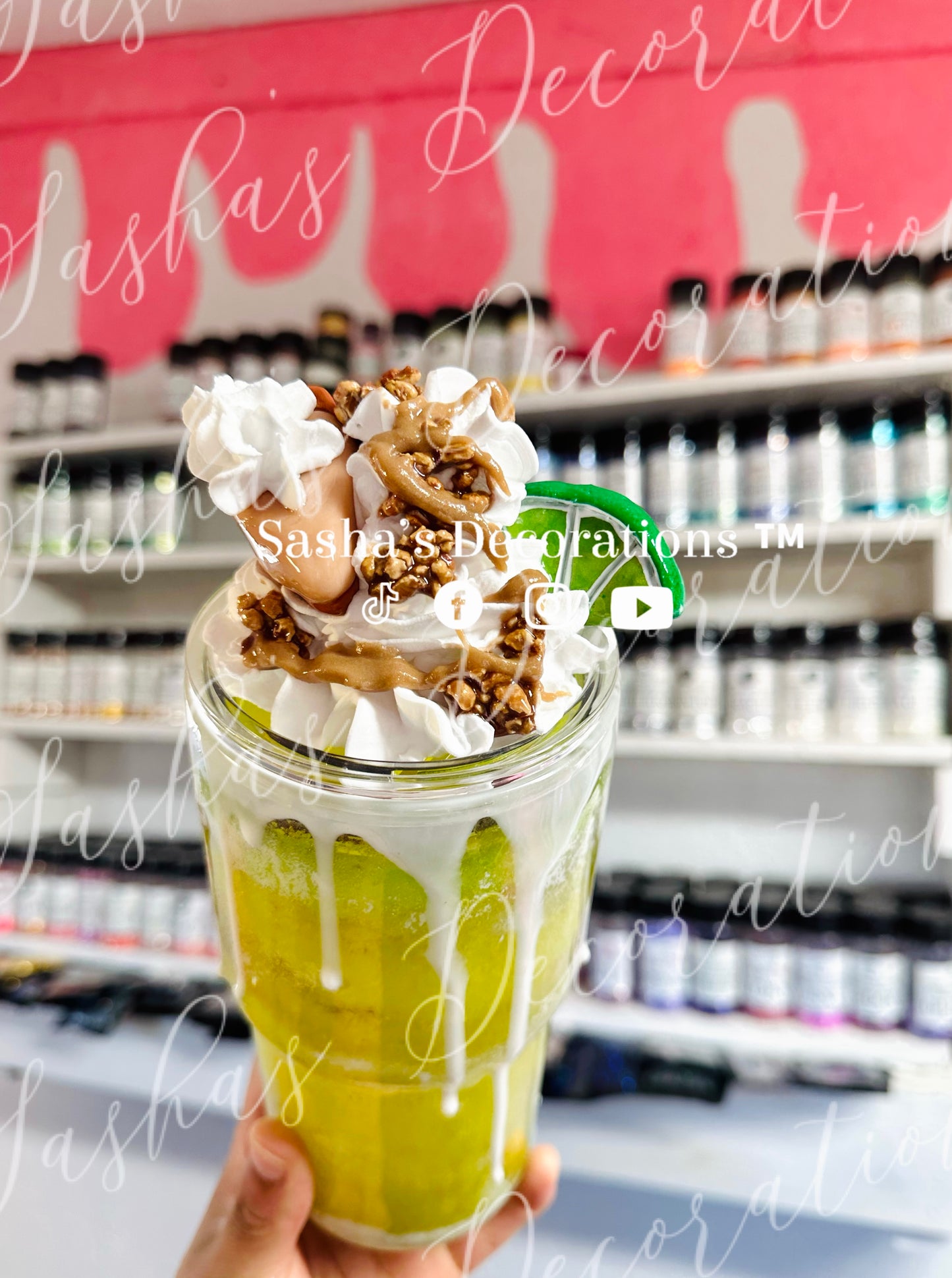 Faux Key Lime Pie Slushie Snow Globe Tumbler