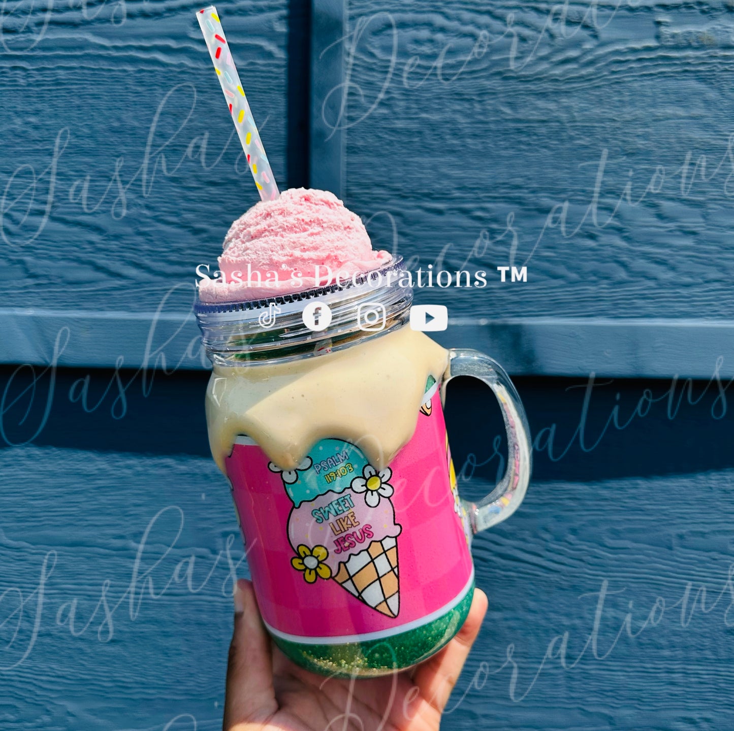 3D Sweet Like Jesus Ice Cream Mug Snow Globe Tumbler Cup