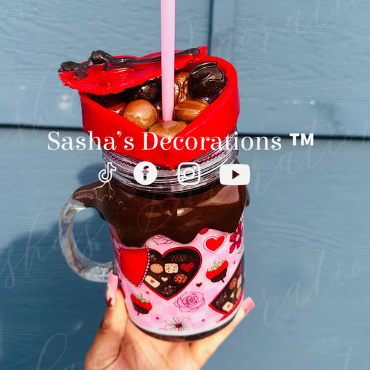 V-Day Chocolates 3D Snow Globe Tumbler Cup