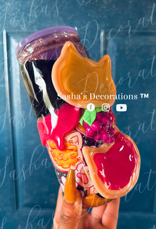 Kitty Peanut Butter & Jelly 3D Snow Globe Tumbler Cup