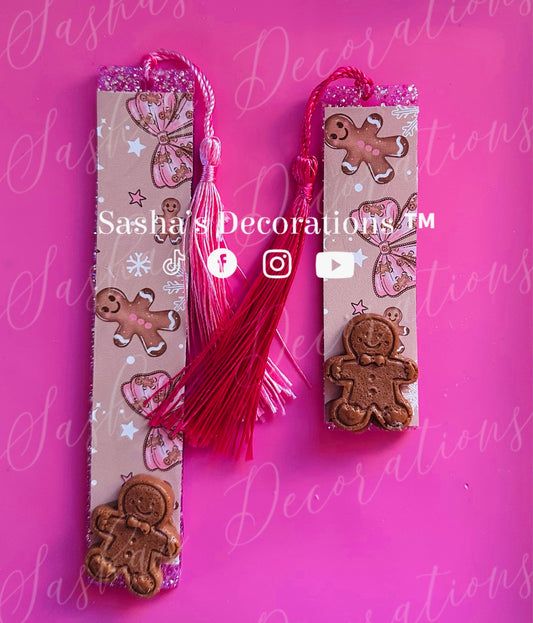 Pink 3D Pair of Gingerbread Bookmarks