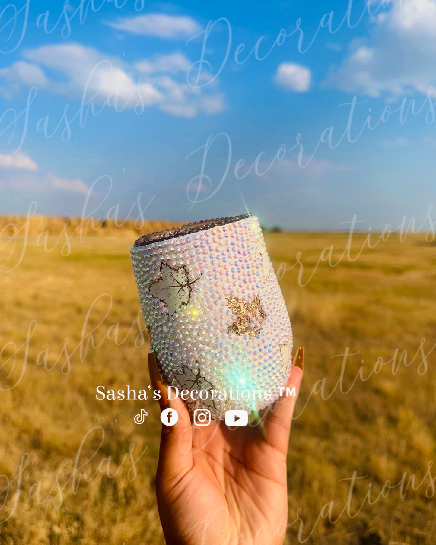 Fall theme Rhinestone Wine Tumbler Cup