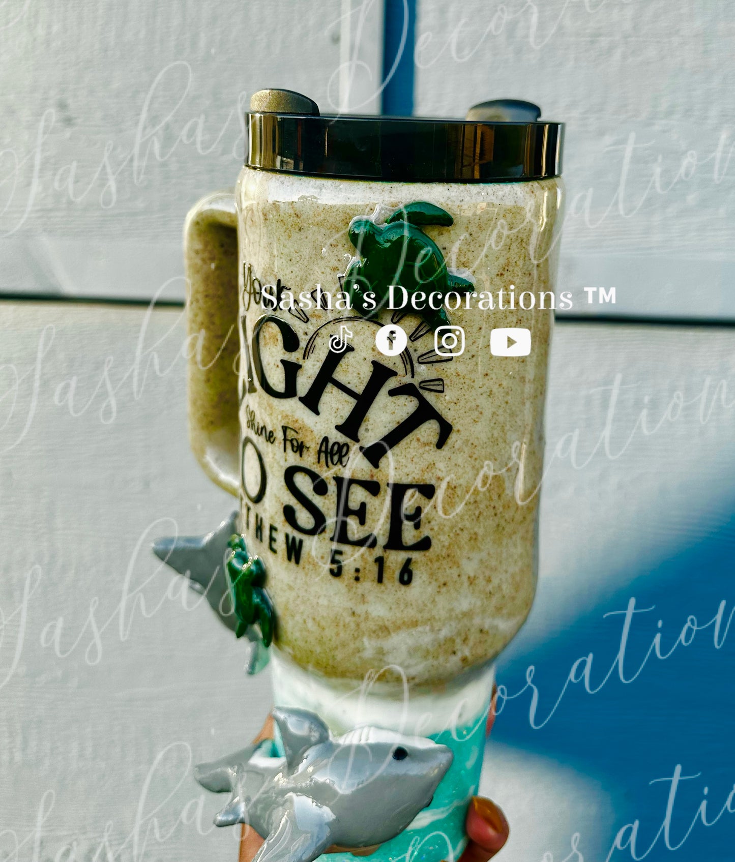 Let Your Light Shine Beach 40 oz Tumbler Cup w/ handle