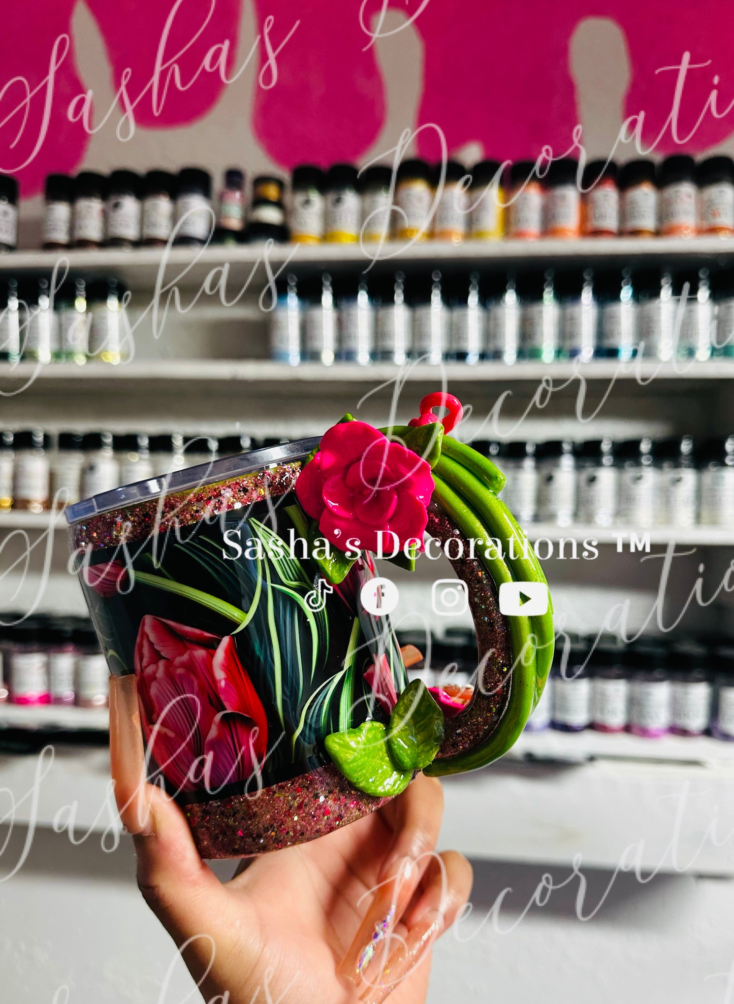 Pink Flowers Handle Mug TUTORIAL