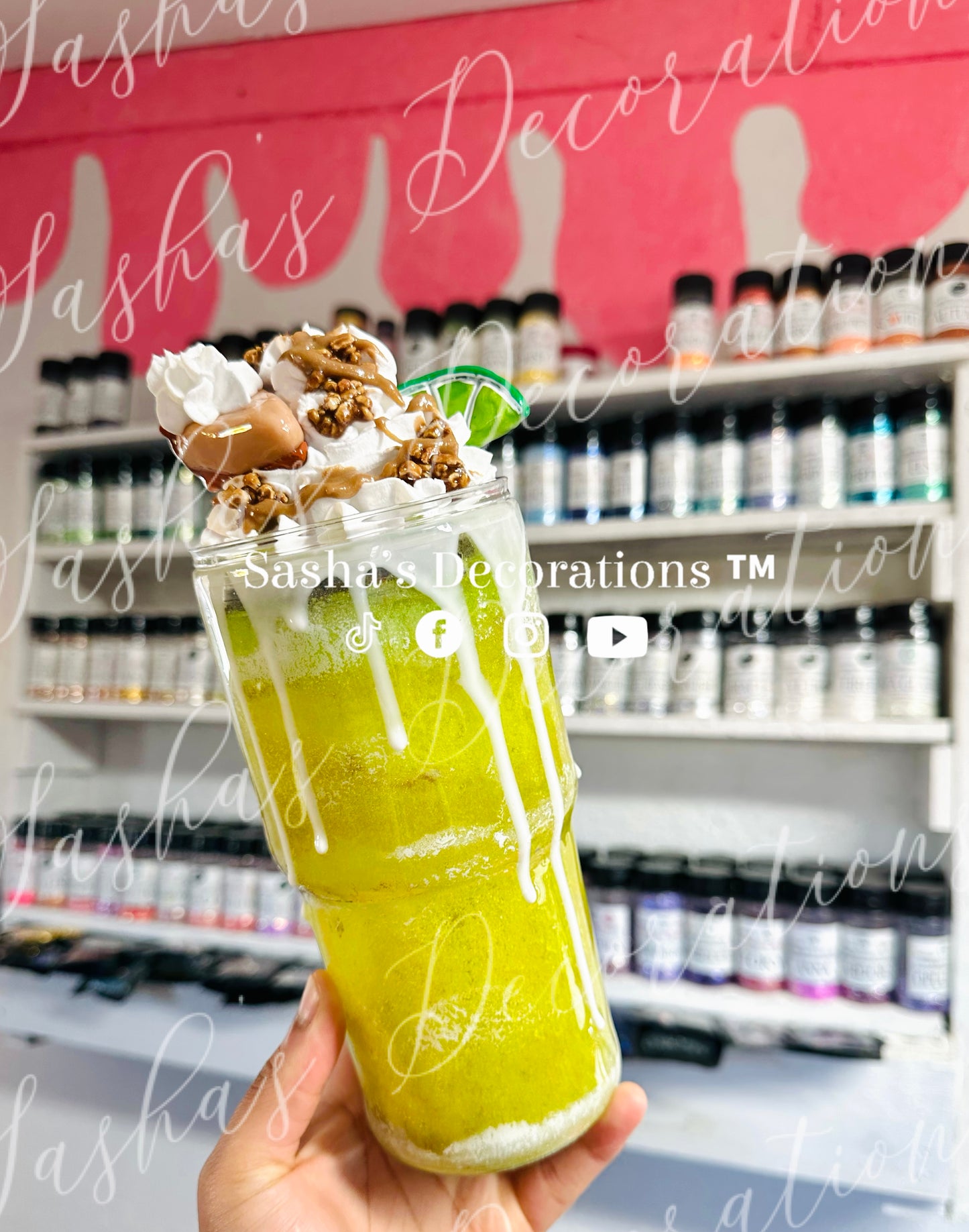 Faux Key Lime Pie Slushie Snow Globe Tumbler