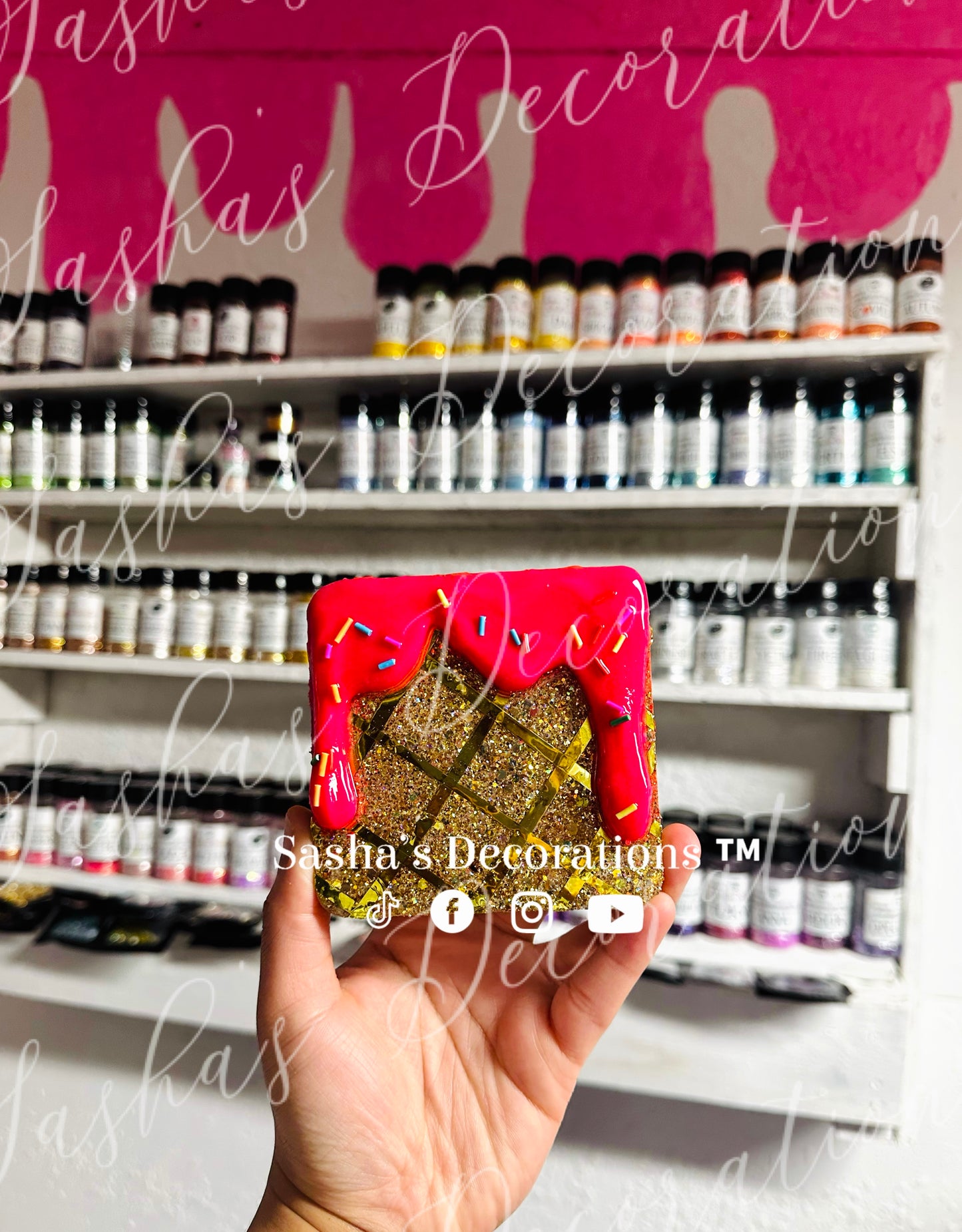 Set of Pink Ice Cream Sprinkle Drip Coasters