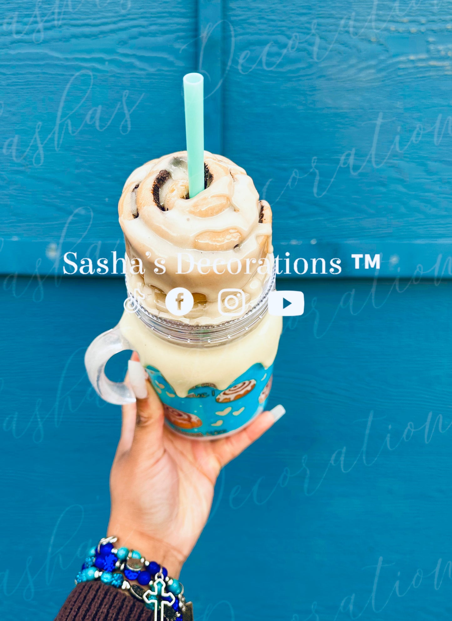 Sweet Like Jesus Cinnamon Roll Snow Globe Tumbler Cup (magnetic removable topper)