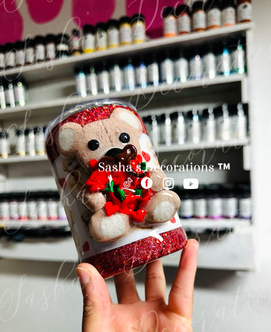 Teddy Bear Holding Roses & Hearts TUTORIAL