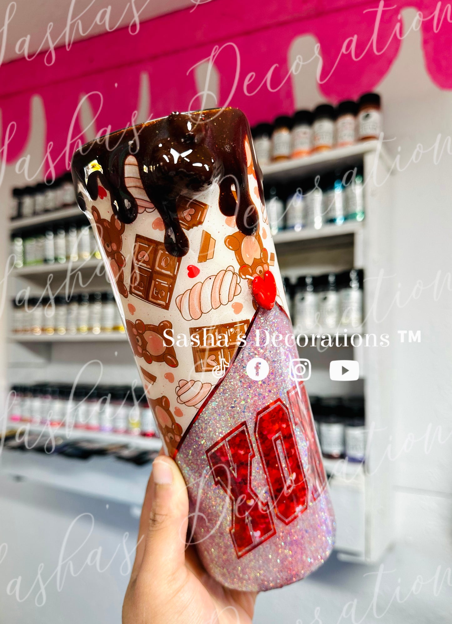 Valentine’s XOXO Chocolate Bear Tumbler Cup