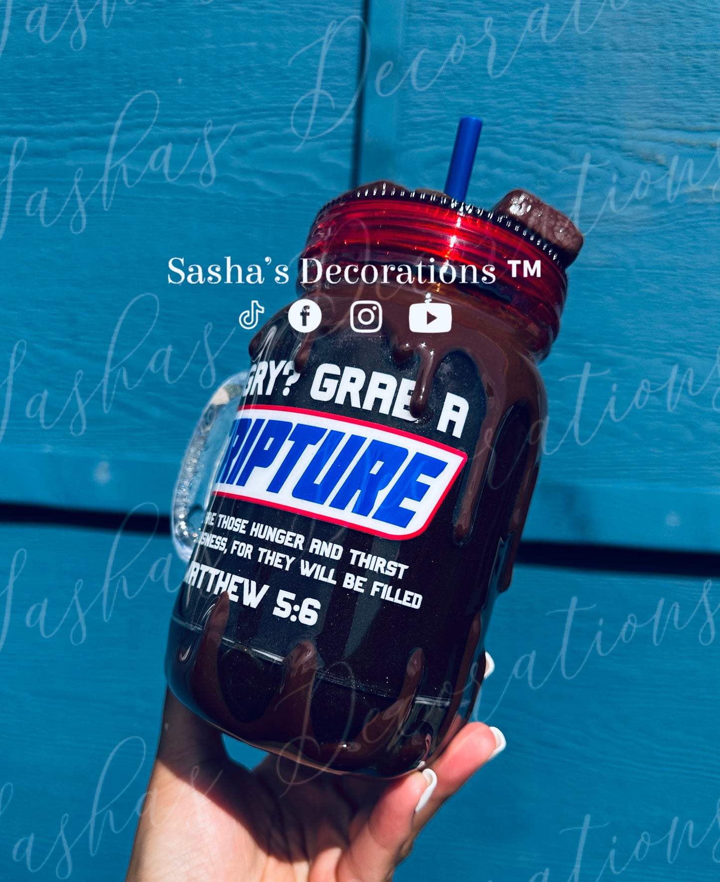 Hungry? Grab A Scripture Chocolate Snow Globe Handled Tumbler Cup
