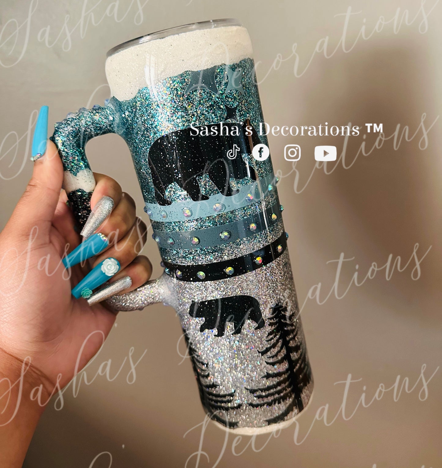 A Bear/ Winter Rhinestone Tumbler