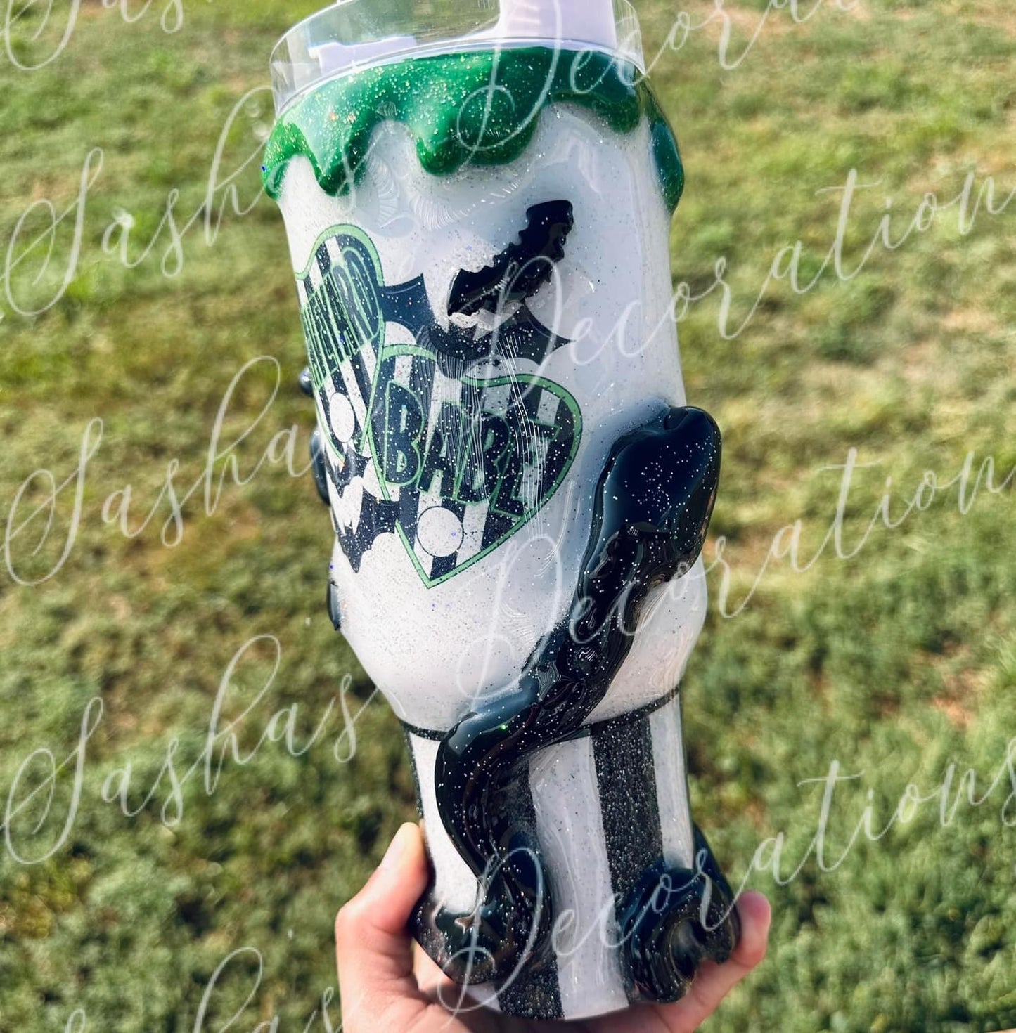 Graveyard Babe Striped/ Snake 40 oz tumbler PREORDER