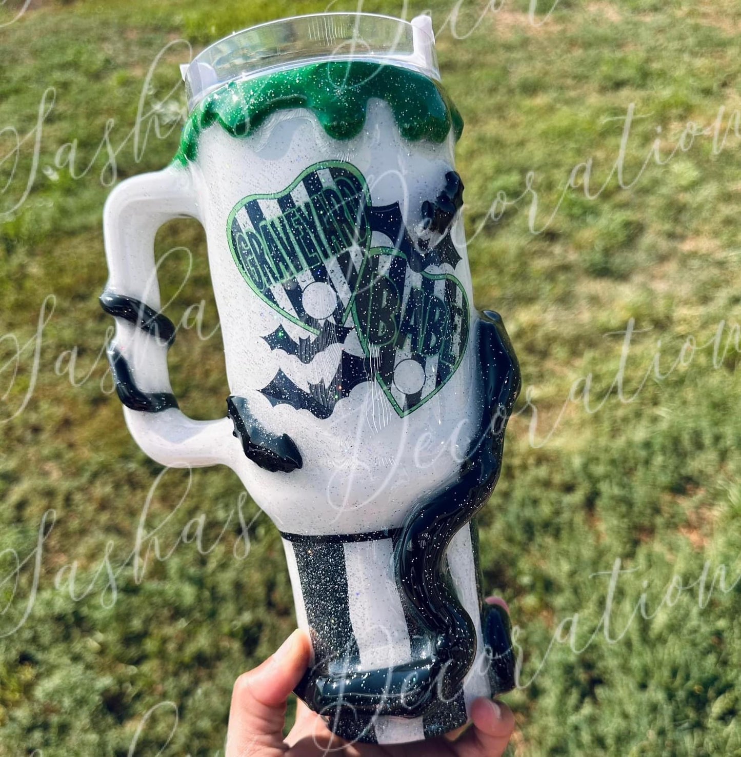 Graveyard Babe Striped/ Snake 40 oz tumbler PREORDER