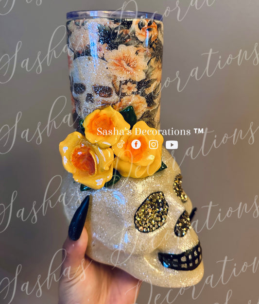 A Floral Skull tumbler