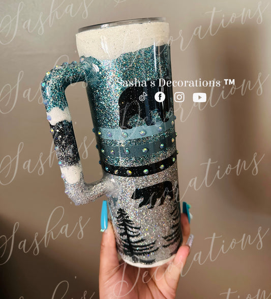 A Bear/ Winter Rhinestone Tumbler