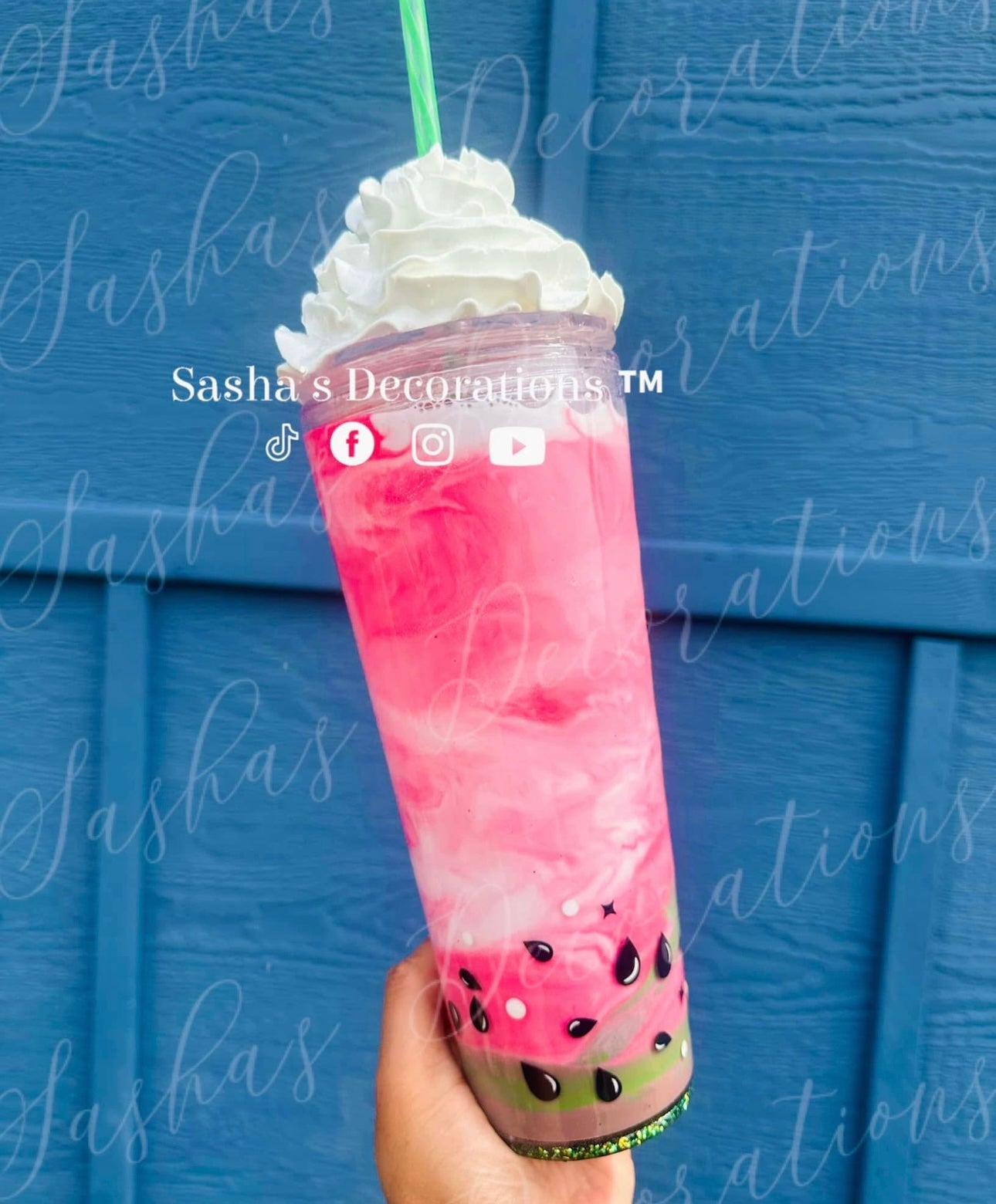 Watermelon Swirl 24 oz Snow Globe Tumbler Cup PREORDER