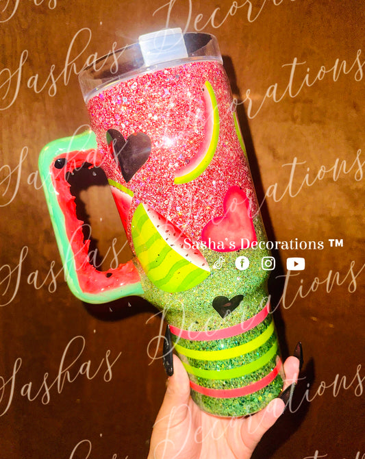 Watermelon Theme 40 oz Tumbler w/ 3D Handle PREORDER