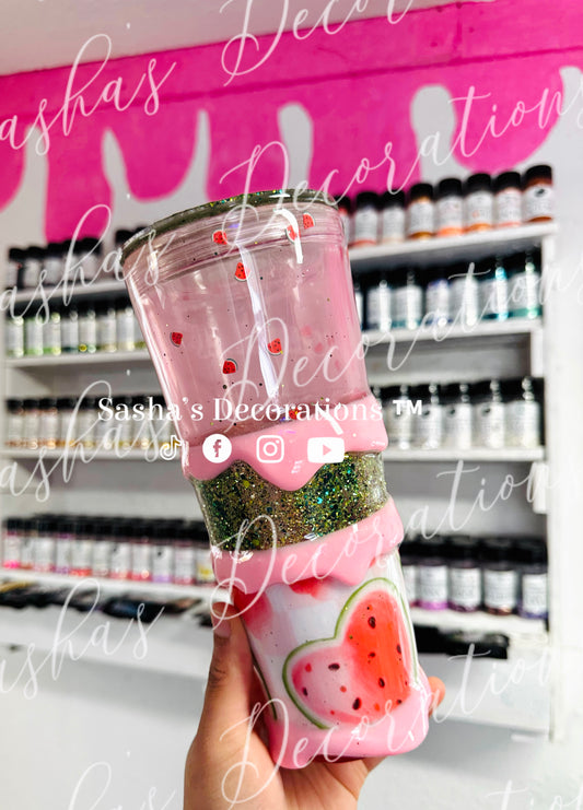 Valentine’s Watermelon Snow Globe Tumbler Cup