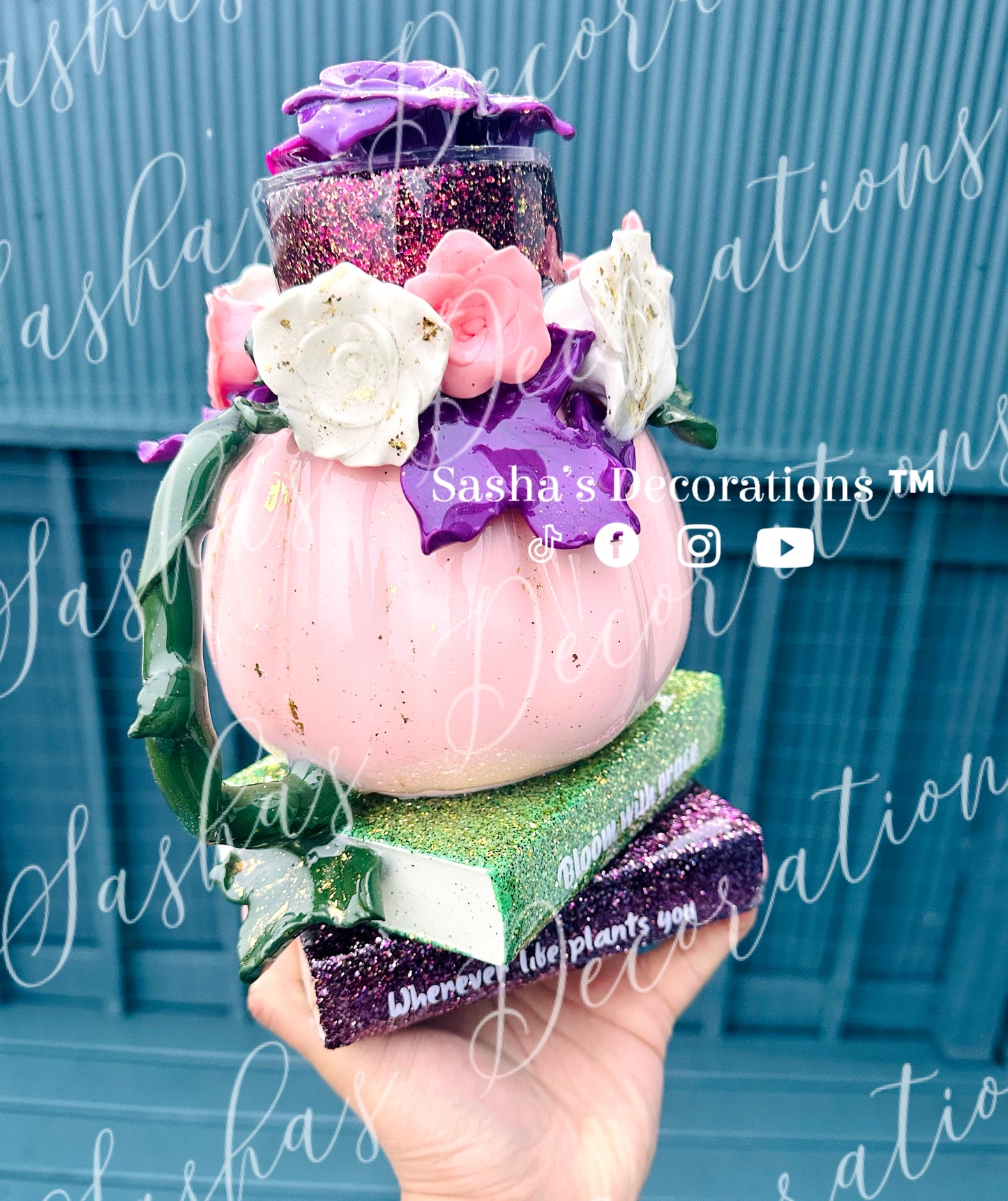 3D Floral Pumpkin Tumbler Cup